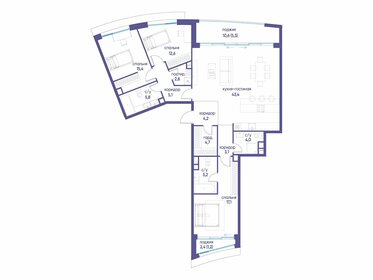 Квартира 129,9 м², 3-комнатная - изображение 1