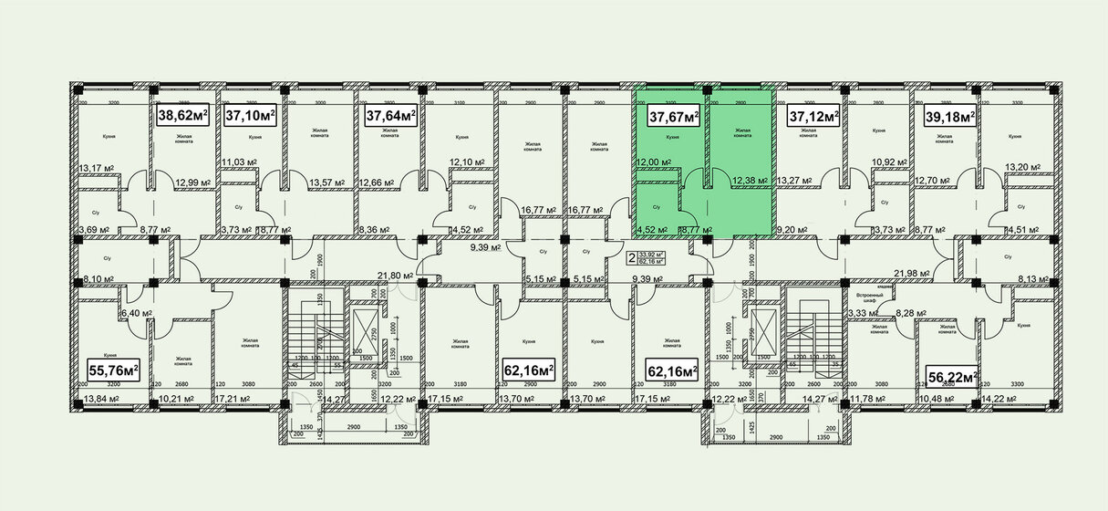 38,7 м², 1-комнатная квартира 4 850 000 ₽ - изображение 78