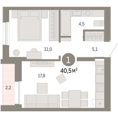 Квартира 40,5 м², 1-комнатная - изображение 3