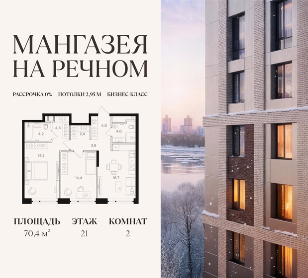 69,1 м², 2-комнатная квартира 39 214 248 ₽ - изображение 11