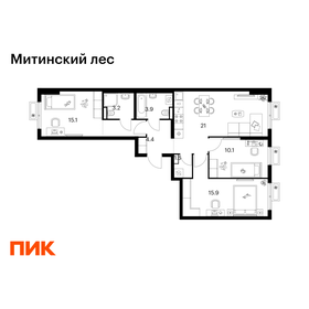 Квартира 75,2 м², 3-комнатная - изображение 1
