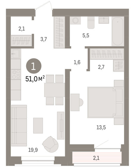 48,3 м², 1-комнатная квартира 10 500 000 ₽ - изображение 98