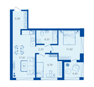 Квартира 53 м², 2-комнатная - изображение 1