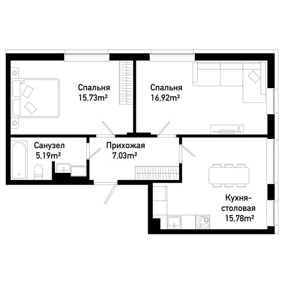 51 м², 2-комнатная квартира 9 779 760 ₽ - изображение 15