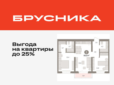 Квартира 66,8 м², 2-комнатная - изображение 1