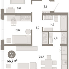 Квартира 66,4 м², 3-комнатная - изображение 2