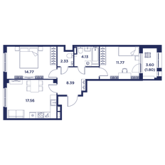 Квартира 60,8 м², 2-комнатная - изображение 2