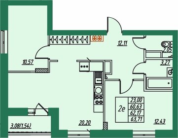 Квартира 62,2 м², 2-комнатная - изображение 1