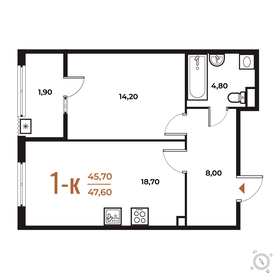 Квартира 47,6 м², 1-комнатная - изображение 1