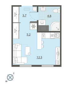 Квартира 26 м², студия - изображение 1