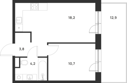 Квартира 40,8 м², 1-комнатная - изображение 1