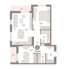 Квартира 72,2 м², 2-комнатная - изображение 3