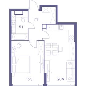 Квартира 49,8 м², 1-комнатная - изображение 1