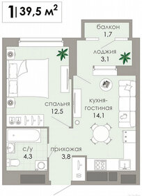Квартира 39,5 м², 1-комнатная - изображение 1