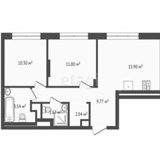 Квартира 56 м², 2-комнатная - изображение 1