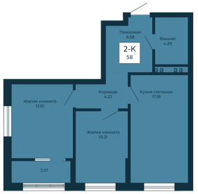 Квартира 58 м², 2-комнатная - изображение 1