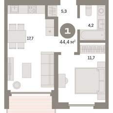 Квартира 44,4 м², 1-комнатная - изображение 3