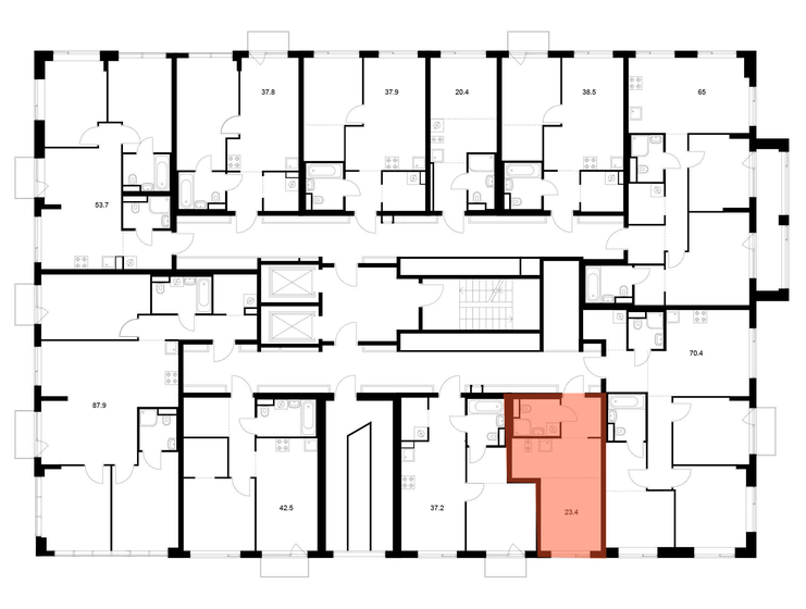 23 м², квартира-студия 9 300 000 ₽ - изображение 116