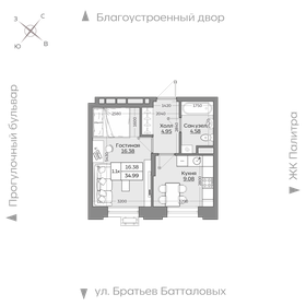 Квартира 35 м², 1-комнатная - изображение 1