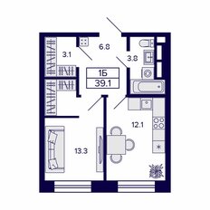 Квартира 39,1 м², 1-комнатная - изображение 2