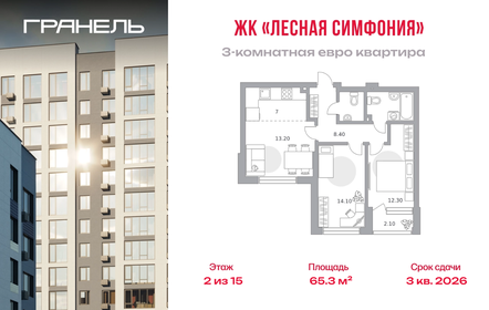 Квартира 65,3 м², 3-комнатная - изображение 1
