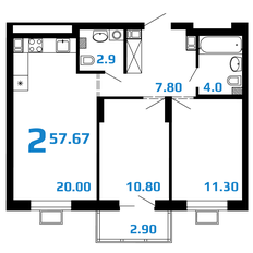 Квартира 57,7 м², 2-комнатная - изображение 5
