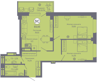 Квартира 83,6 м², 3-комнатная - изображение 1