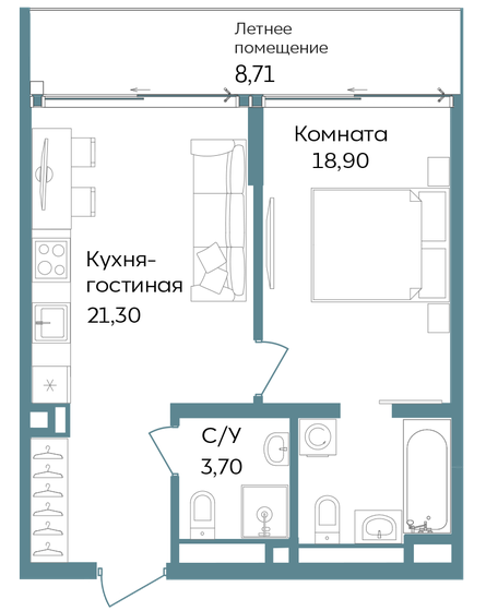 70,9 м², 2-комнатная квартира 12 000 000 ₽ - изображение 78