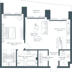 Квартира 83,7 м², 1-комнатная - изображение 2