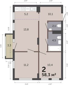 Квартира 58,3 м², 2-комнатная - изображение 1