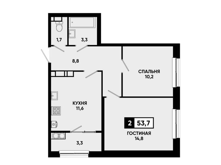 62 м², 2-комнатная квартира 6 000 000 ₽ - изображение 89