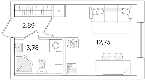 Квартира 19,4 м², студия - изображение 1