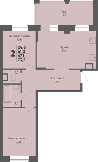 76,7 м², 2-комнатная квартира 12 370 000 ₽ - изображение 65