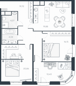 Квартира 99,5 м², 3-комнатная - изображение 1