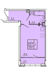 Квартира 31,6 м², студия - изображение 1