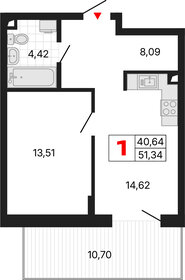 Квартира 51,5 м², 1-комнатная - изображение 1