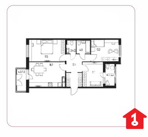 Квартира 82,6 м², 3-комнатная - изображение 1