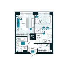 Квартира 33,7 м², 1-комнатная - изображение 2