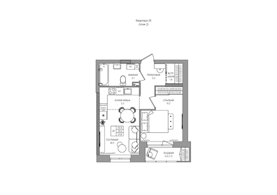 Квартира 40,9 м², 2-комнатная - изображение 1