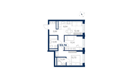 Квартира 53,7 м², 2-комнатная - изображение 1