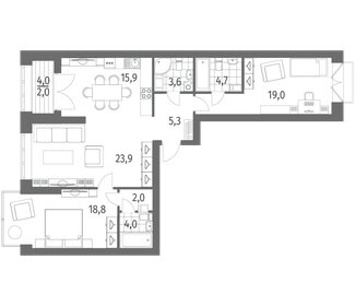 Квартира 99,2 м², 3-комнатная - изображение 1