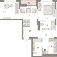 Квартира 111 м², 3-комнатная - изображение 3