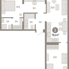 Квартира 79,4 м², 3-комнатная - изображение 3