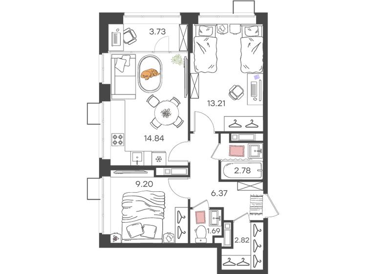 54,6 м², 3-комнатная квартира 8 726 008 ₽ - изображение 11