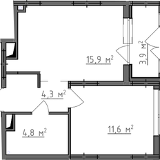 Квартира 39,3 м², 1-комнатная - изображение 3