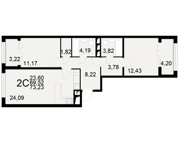 Квартира 73,2 м², 2-комнатная - изображение 1