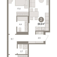 Квартира 69,6 м², 2-комнатная - изображение 3