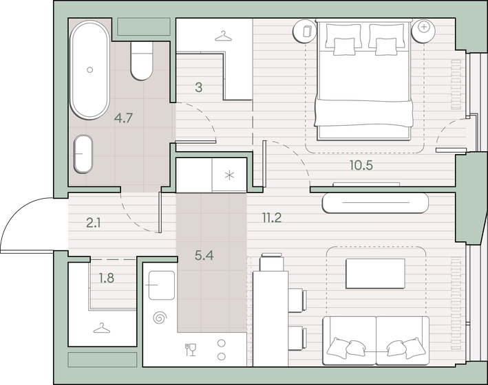 44,4 м², 1-комнатная квартира 12 500 000 ₽ - изображение 137