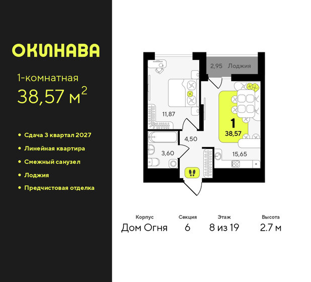 44 м², 2-комнатная квартира 4 200 000 ₽ - изображение 56