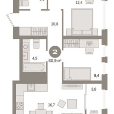 Квартира 60,9 м², 2-комнатная - изображение 3